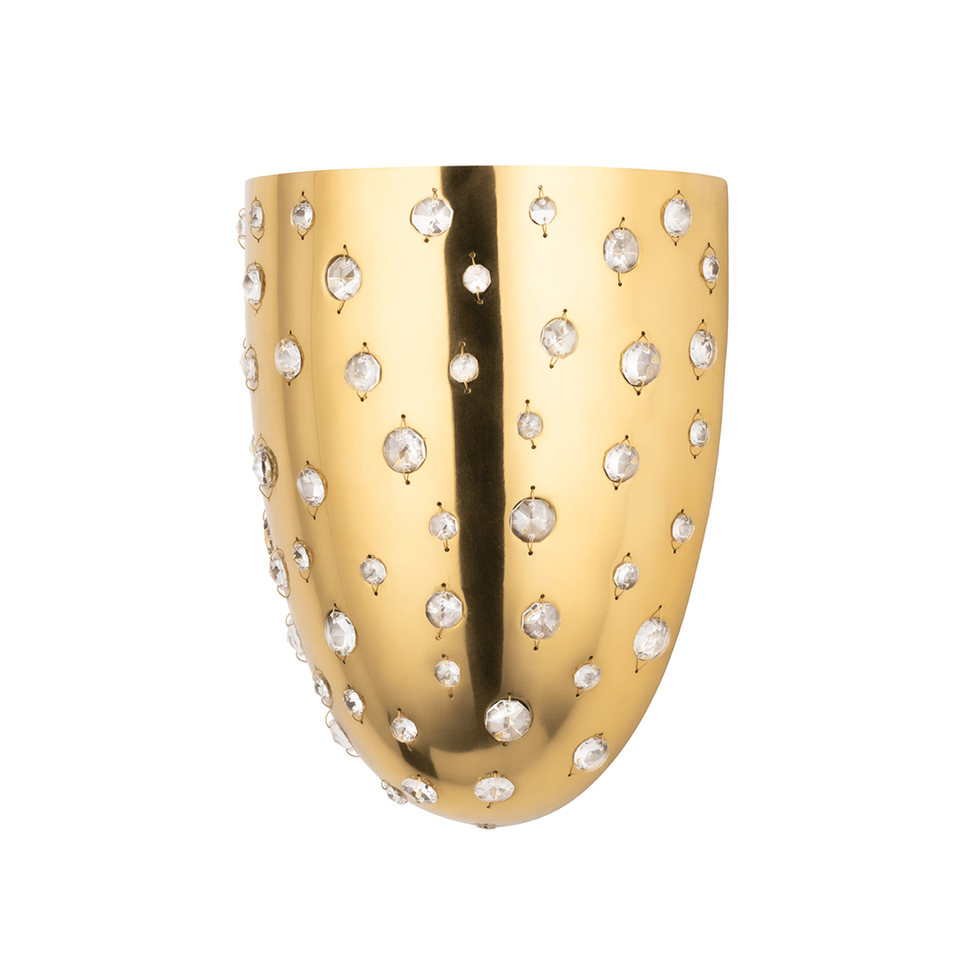 Aged Brass with Clear Crystal Shade Wall Sconce - LV LIGHTING