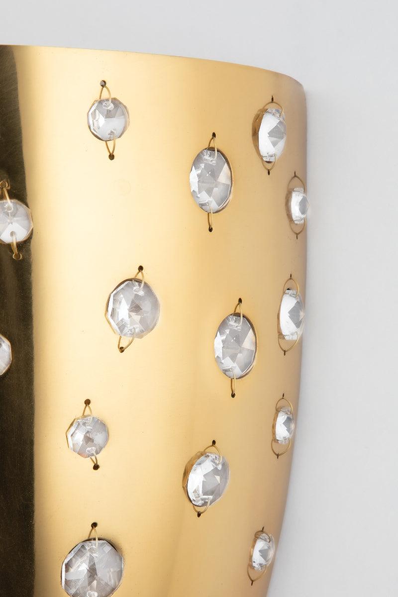 Aged Brass with Clear Crystal Shade Wall Sconce - LV LIGHTING