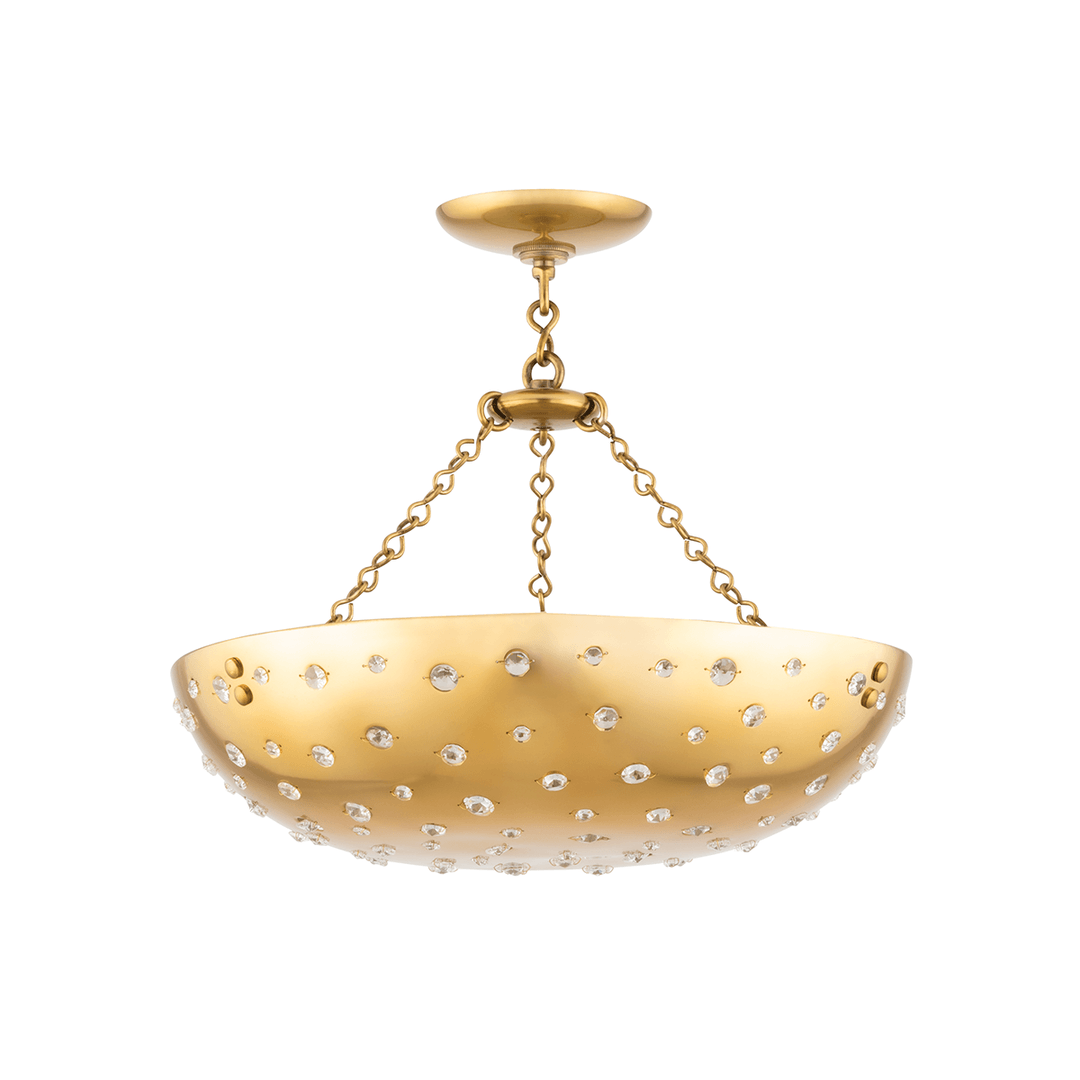 Aged Brass with Clear Crystal Shade Pendant - LV LIGHTING