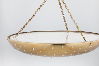 Aged Brass with Clear Crystal Shade Pendant - LV LIGHTING