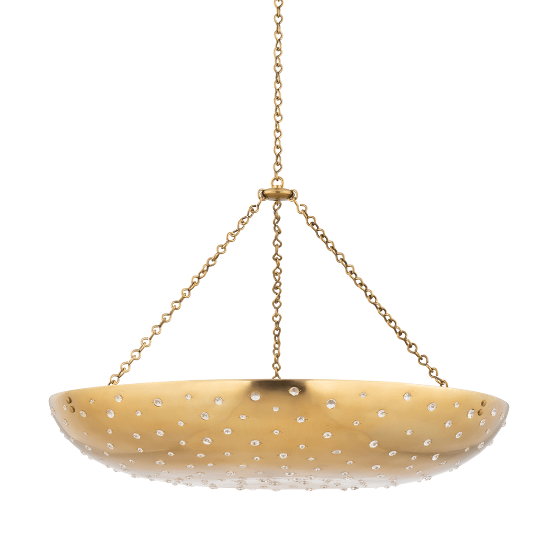 Aged Brass with Clear Crystal Shade Chandelier - LV LIGHTING