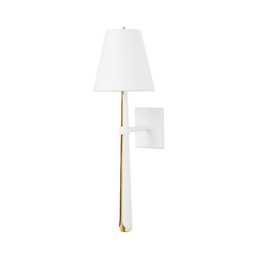 Steel 2 Tone Arm with White Linen Shade Wall Sconce - LV LIGHTING