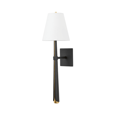 Steel 2 Tone Arm with White Linen Shade Wall Sconce - LV LIGHTING