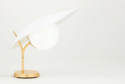 Gold Leaf and Textured On White with Etched Glass Shade Table Lamp - LV LIGHTING