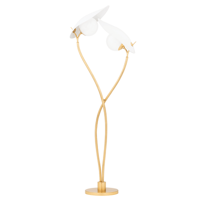 Gold Leaf and Textured On White with Etched Glass Shade Floor Lamp - LV LIGHTING