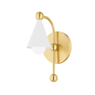 Aged Brass Frame with Soft White Conical Shade Wall Sconce - LV LIGHTING