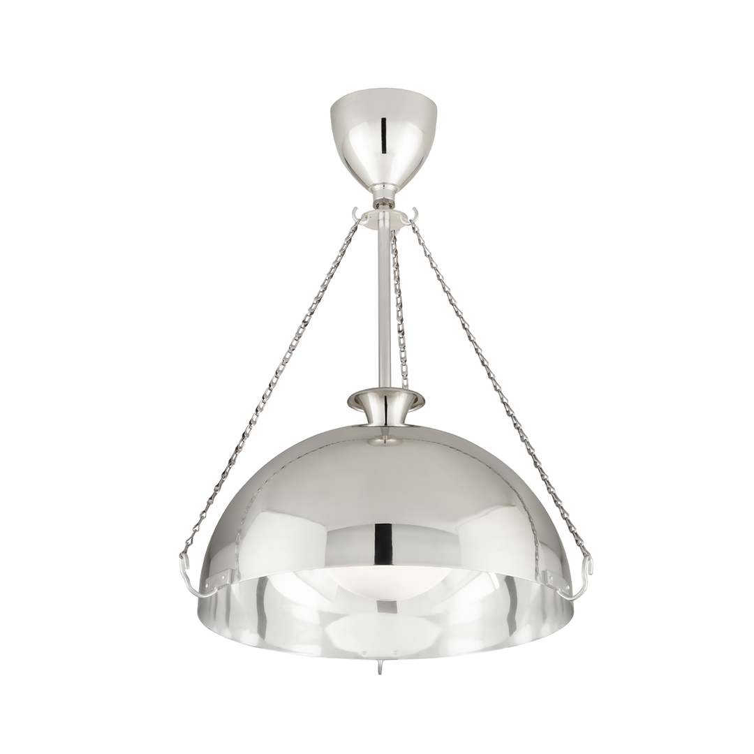 Steel Shade with Opal Glossy Glass Globe Pendant / Chandelier