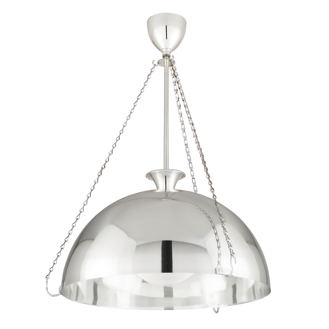 Steel Shade with Opal Glossy Glass Globe Pendant / Chandelier