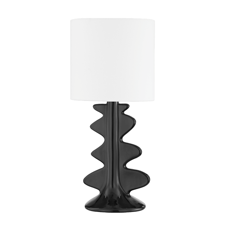 Ceramic Abstract Base with White Linen White Shade Table - LV LIGHTING