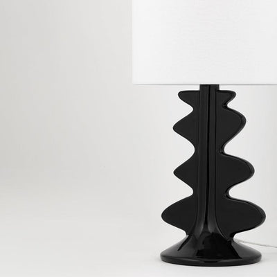 Ceramic Abstract Base with White Linen White Shade Table - LV LIGHTING