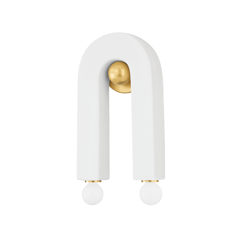 Aged Brass with Ceramic Raw Matte White Arch Frame Wall Sconce - LV LIGHTING