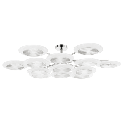 LED Round Piastra Glass with Rippled Disk Semi Flush Mount - LV LIGHTING