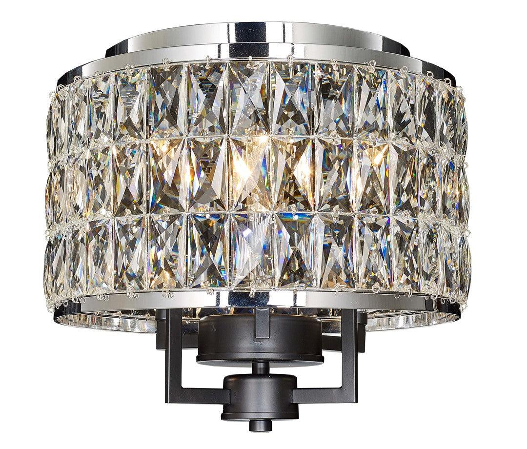 Black Chrome Frame with Crystal Semi Flush Mount - LV LIGHTING
