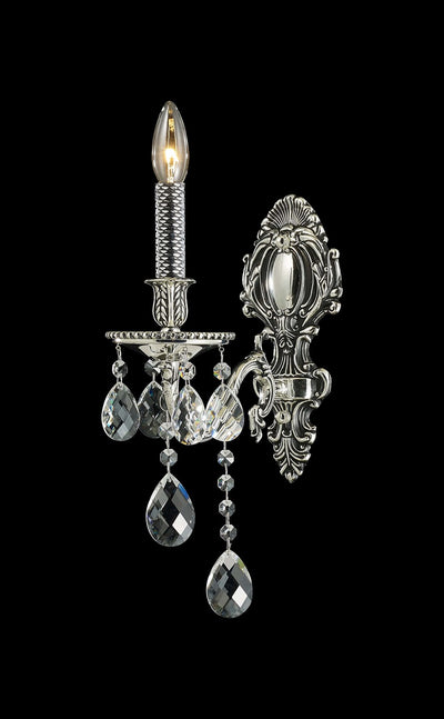 Steel Frame with Crystal Strand and Drop Single Light Wall Sconce