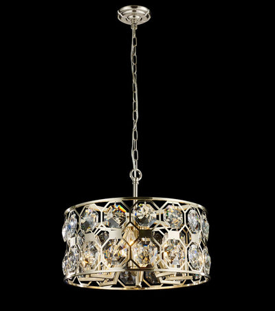 Satin Nickel Frame with Large Clear Crystal Chandelier - LV LIGHTING