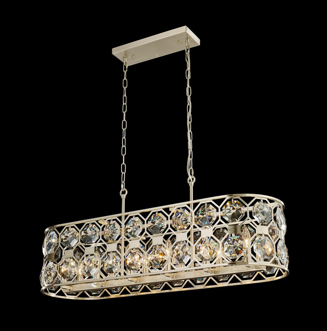 Satin Nickel Frame with Large Clear Crystal Linear Chandelier - LV LIGHTING