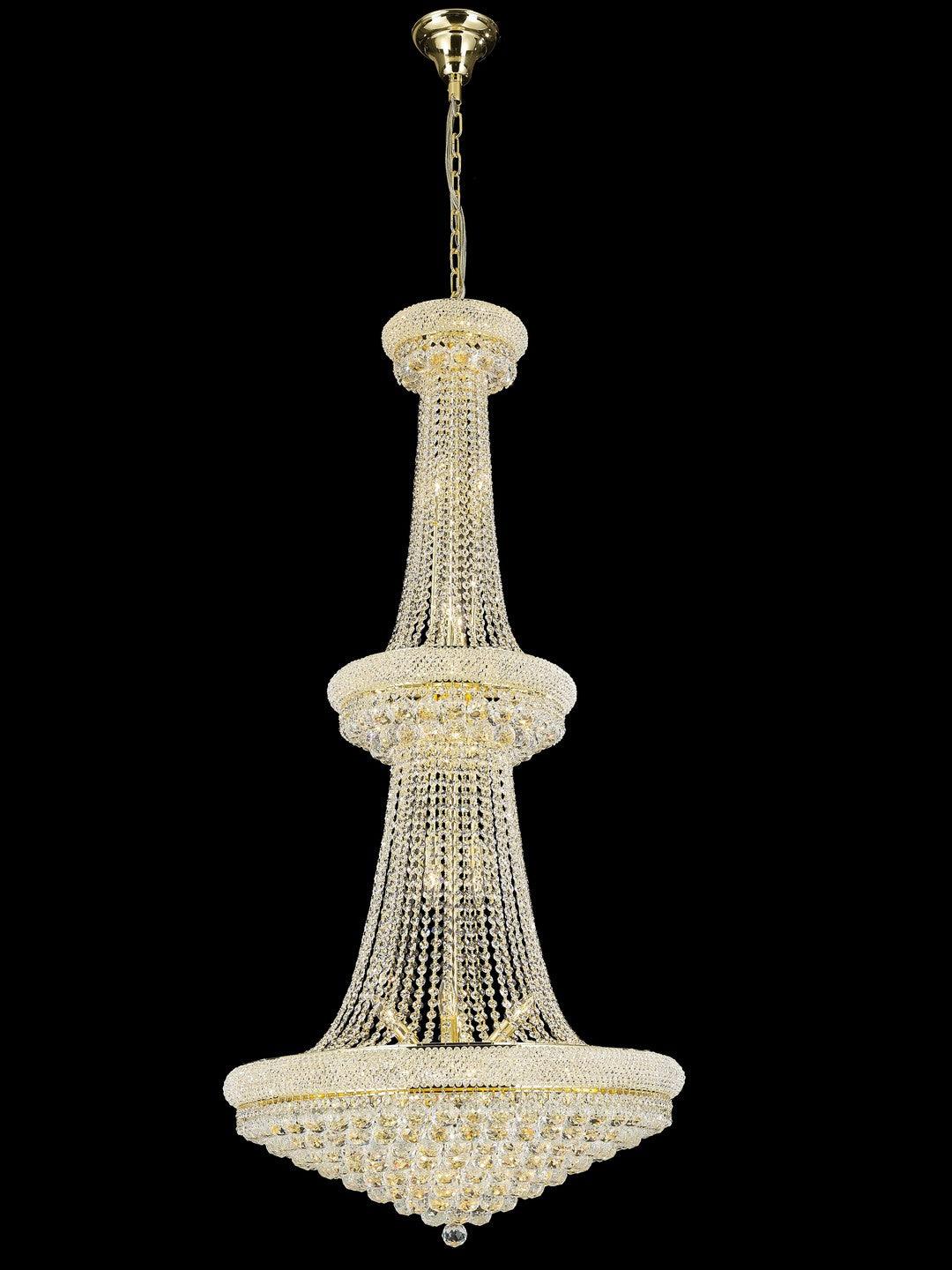 Gold with Crystal Strand and Drop 3 Tier Chandelier - LV LIGHTING