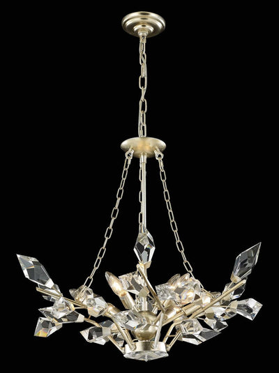 Antique Silver Leaf with Clear Crystal Chandelier - LV LIGHTING