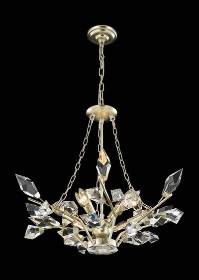 Antique Silver Leaf with Clear Crystal Chandelier - LV LIGHTING