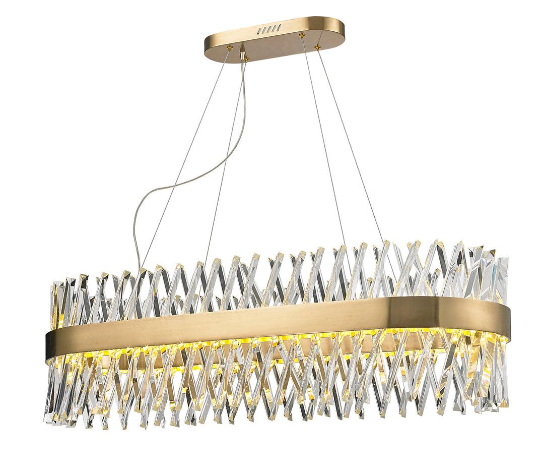 LED Gold Frame with Clear Crystal Rod Linear Chandelier - LV LIGHTING