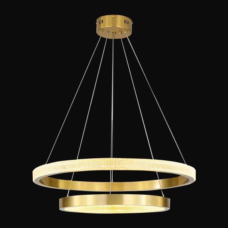 LED Gold Double Ring with Acrylic Diffuser Chandelier - LV LIGHTING