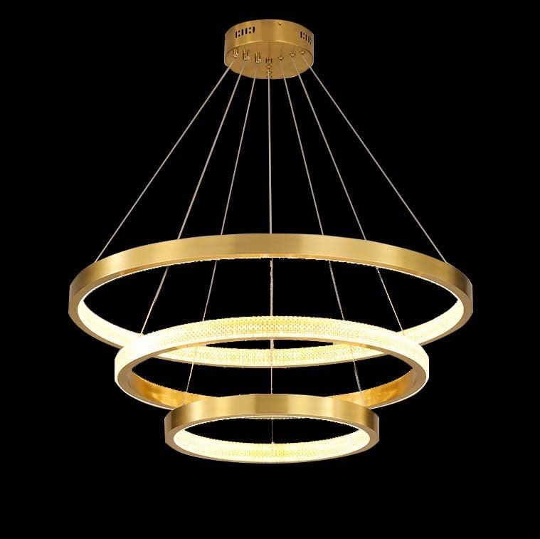 LED Gold Triple Ring with Acrylic Diffuser Chandelier - LV LIGHTING