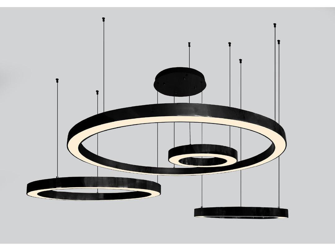 LED Steel Triple Geometric Ring with Acrylic Diffuser Chandelier - LV LIGHTING