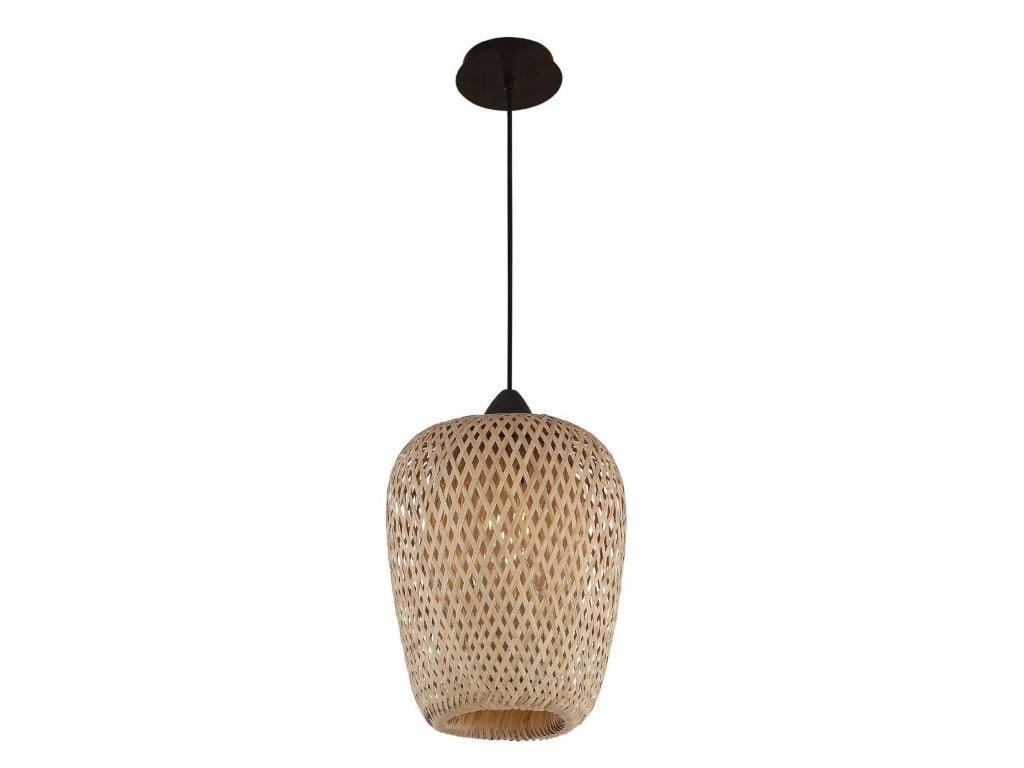 Black with Wicker Shade Pendant - LV LIGHTING