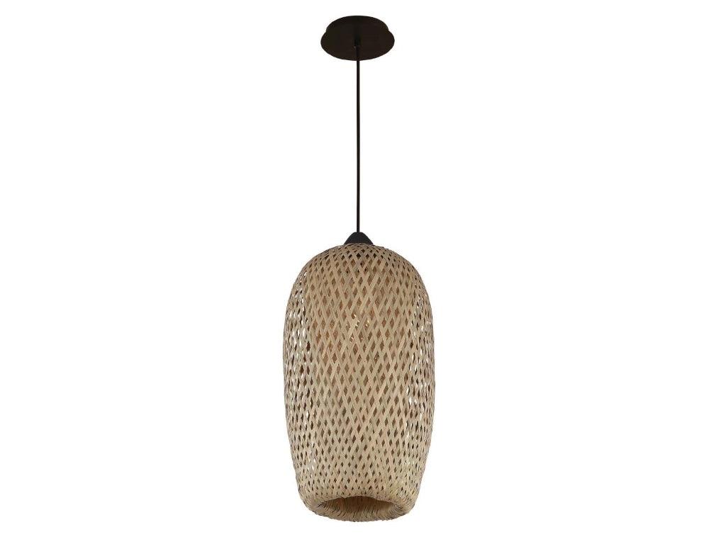 Black with Wicker Shade Pendant - LV LIGHTING