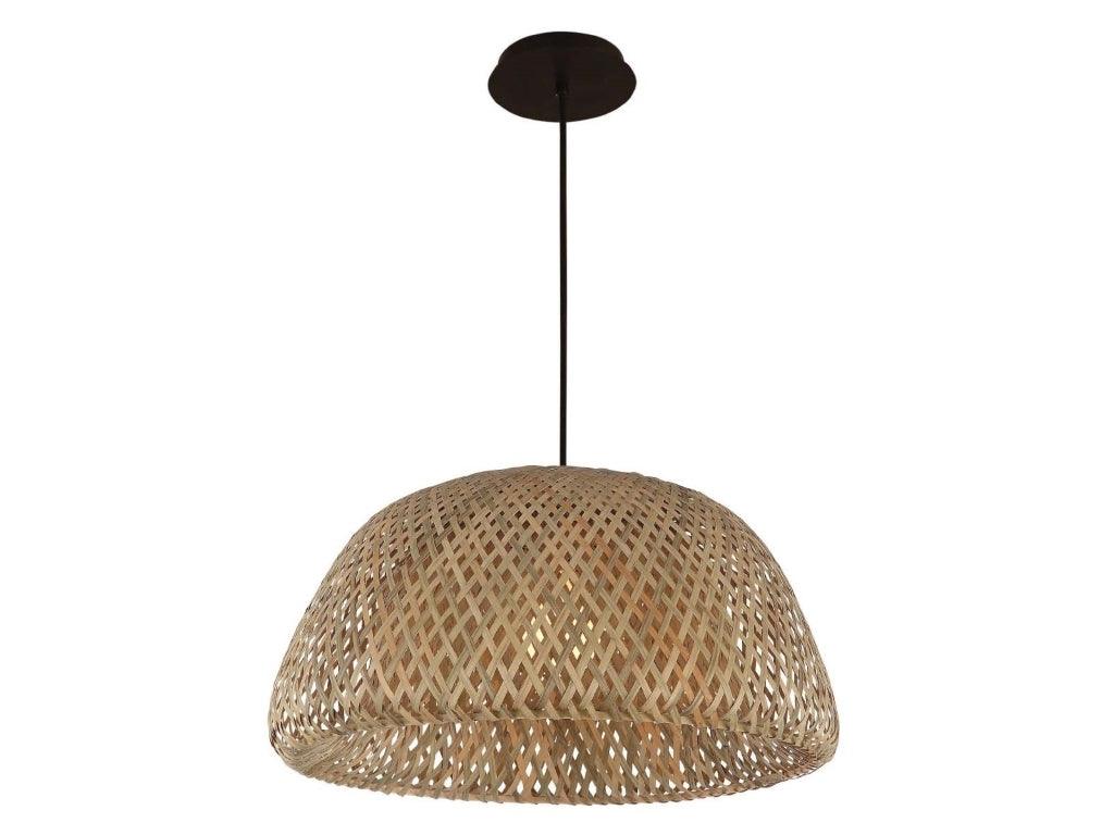 Black with Wicker Shade Pendant - LV LIGHTING