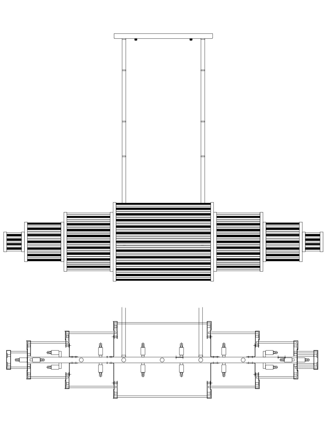 Steel Frame with Clear Glass Diffuser Linear Chandelier