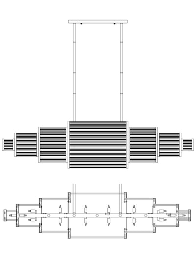 Steel Frame with Clear Glass Diffuser Linear Chandelier