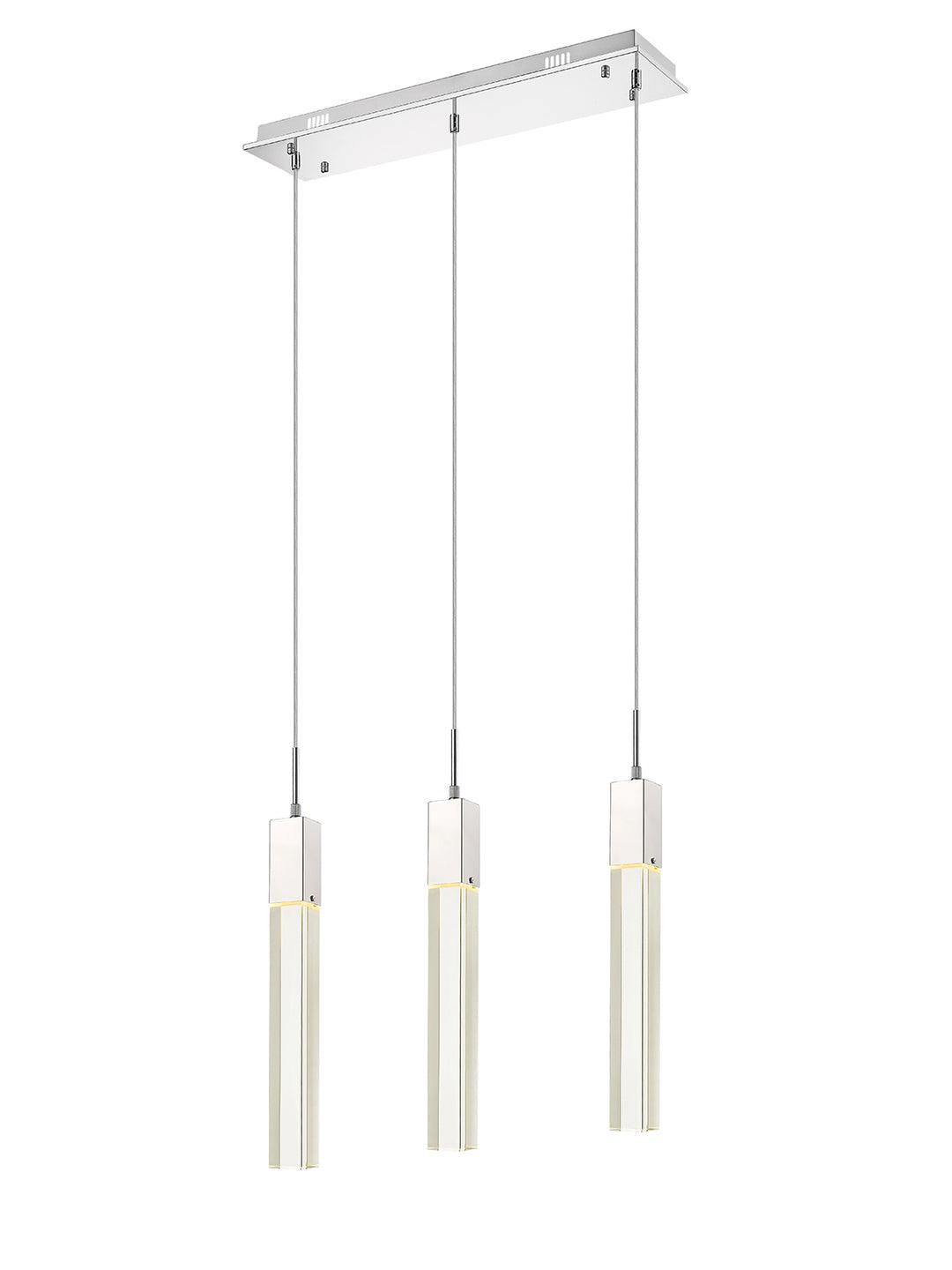 LED Steel Frame with Clear Crystal Rod Linear Pendant - LV LIGHTING