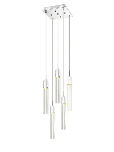 LED Steel Frame with Clear Crystal Rod Linear Pendant - LV LIGHTING