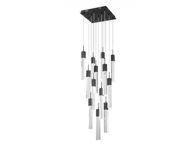 LED Steel Frame with Clear Crystal Rod Chandelier - LV LIGHTING