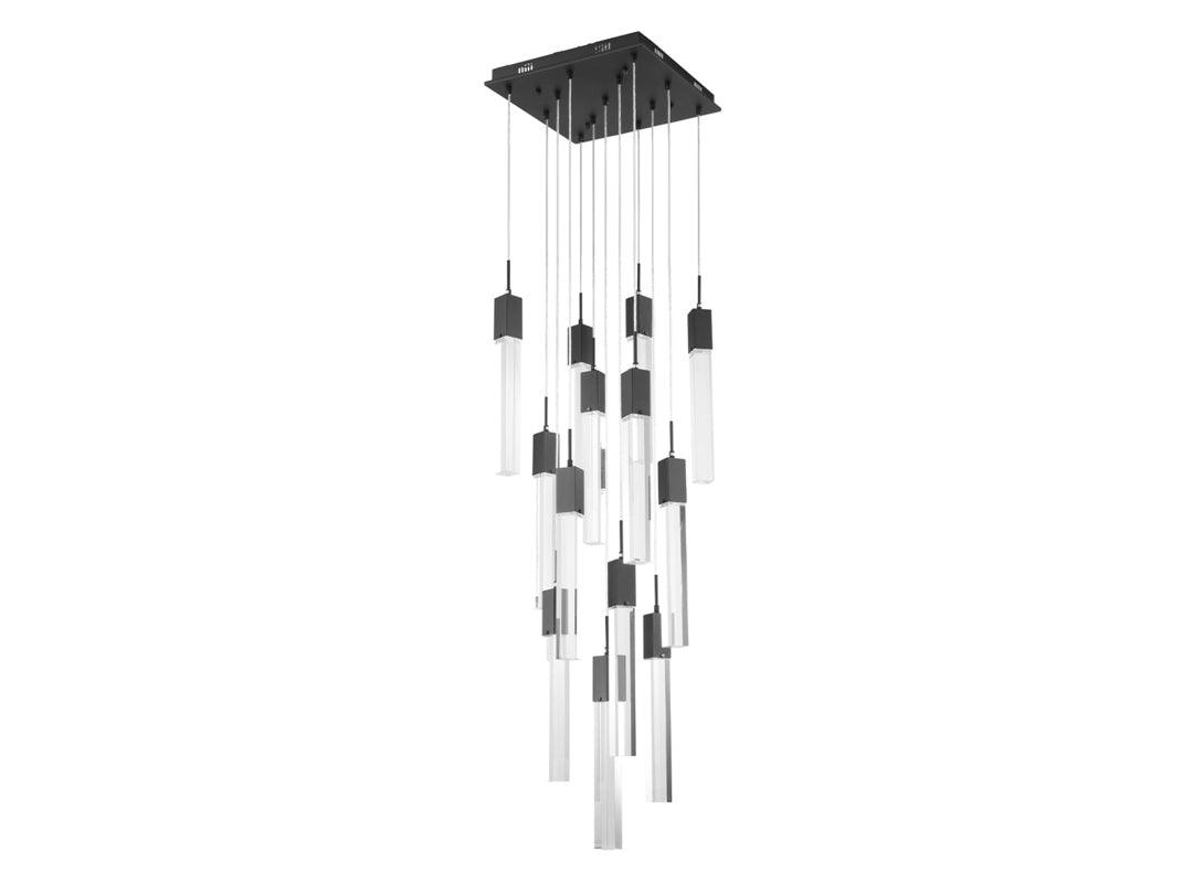 LED Steel Frame with Clear Crystal Rod Chandelier - LV LIGHTING