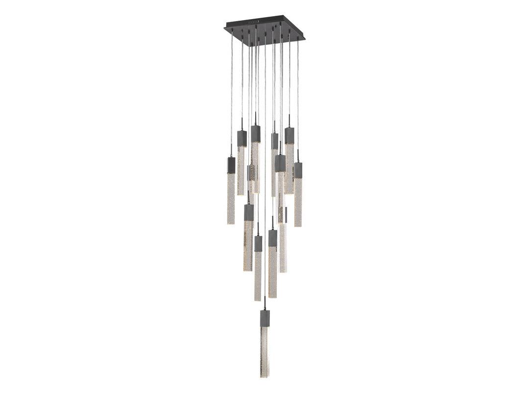 LED Steel Frame with Clear Crystal Rod Chandelier - LV LIGHTING