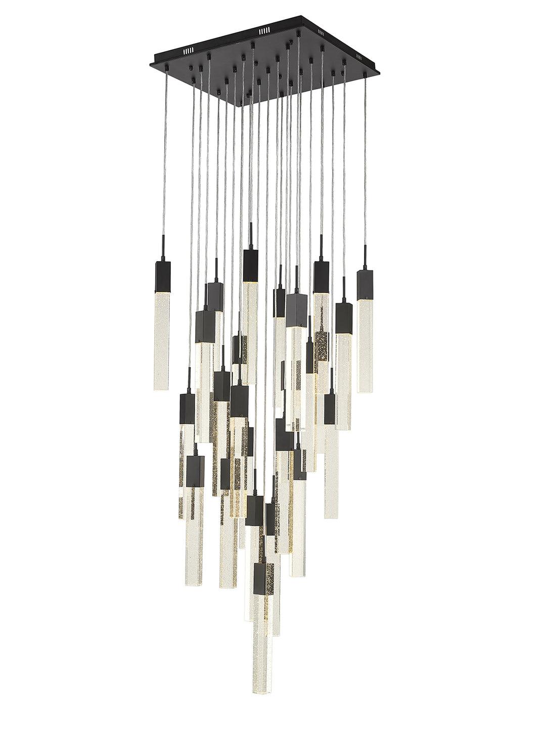 LED Steel Frame with Clear Crystal Rod Chandelier - LV LIGHTING