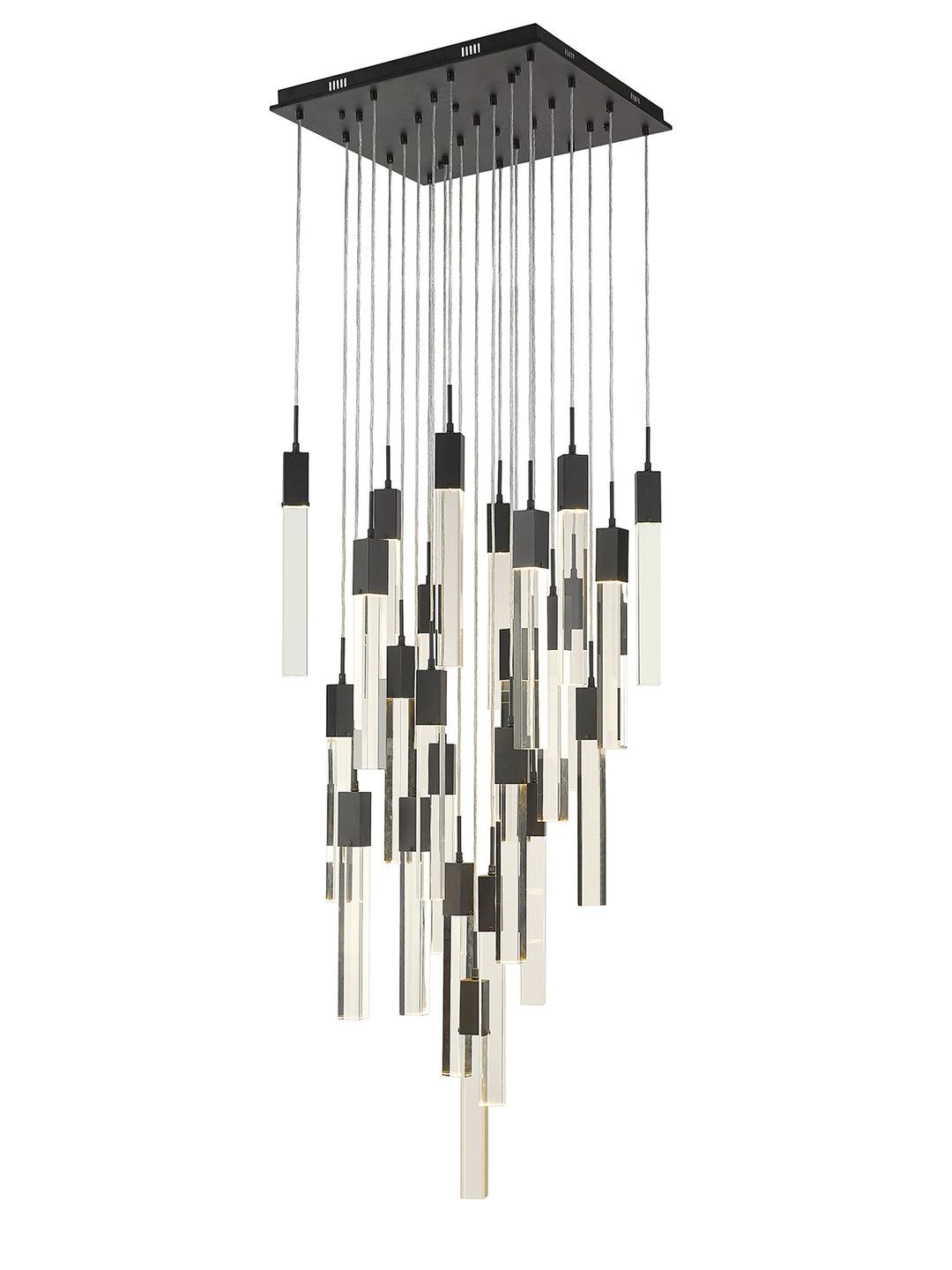 LED Steel Frame with Clear Crystal Rod Chandelier - LV LIGHTING