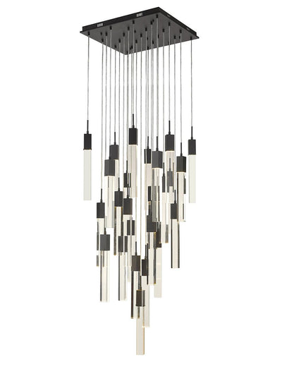 LED Steel Frame with Clear Crystal Rod Chandelier - LV LIGHTING