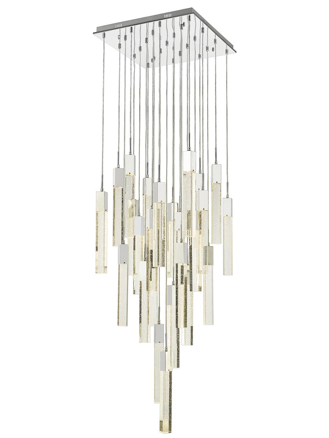 LED Steel Frame with Clear Crystal Rod Chandelier - LV LIGHTING