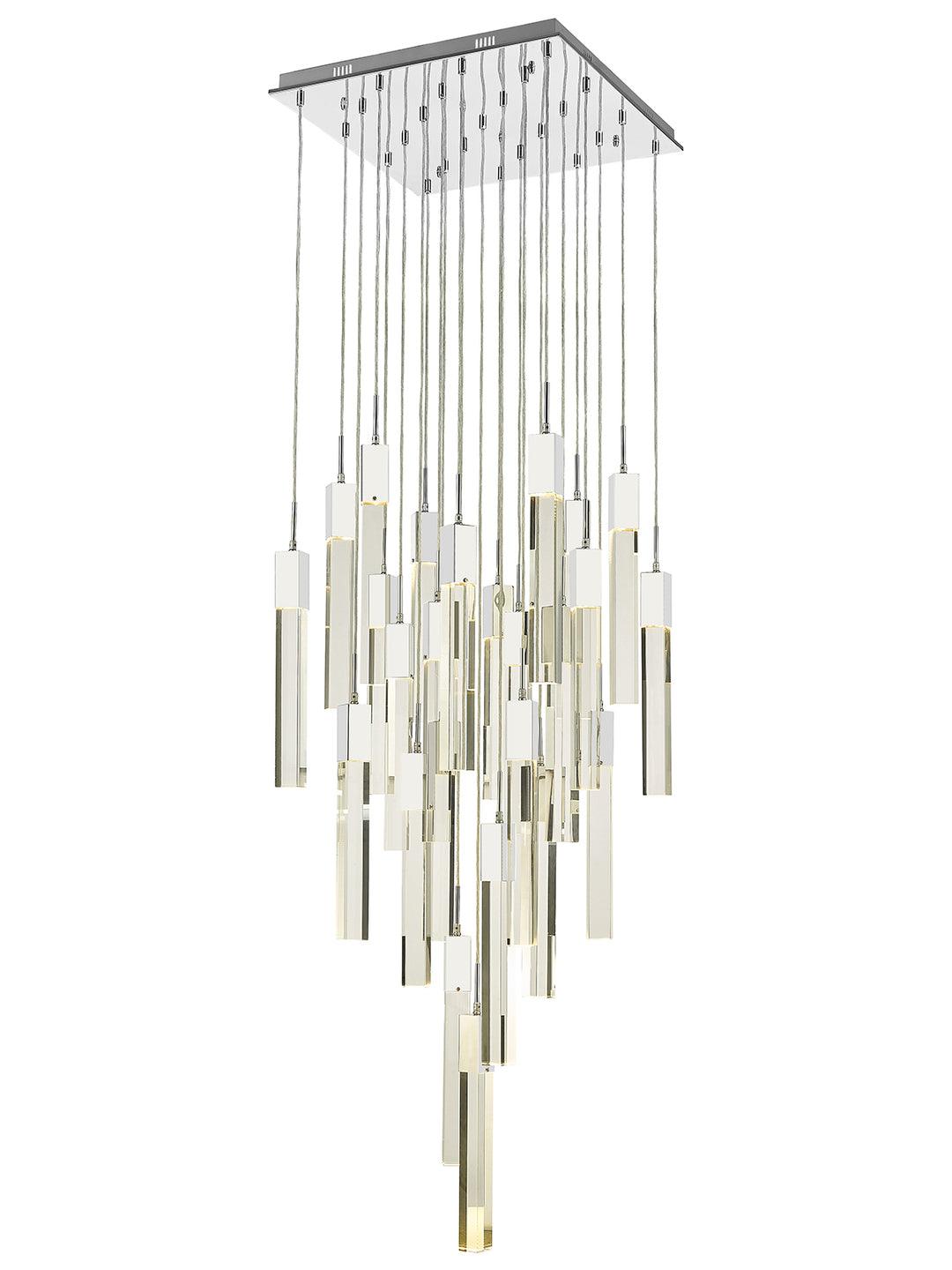 LED Steel Frame with Clear Crystal Rod Chandelier - LV LIGHTING