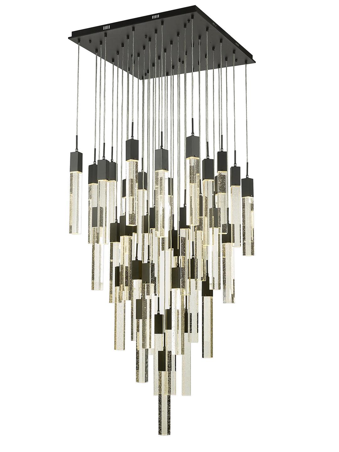 LED Steel Frame with Clear Crystal Rod Chandelier - LV LIGHTING