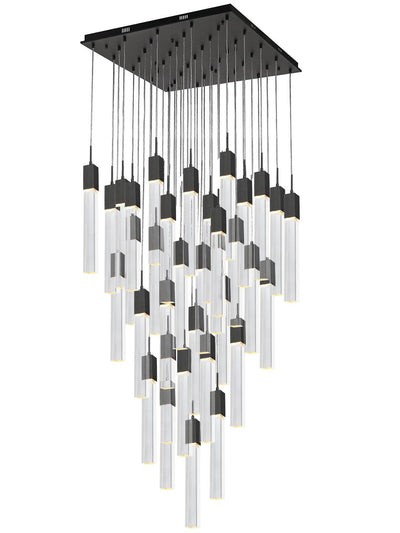 LED Steel Frame with Clear Crystal Rod Chandelier - LV LIGHTING