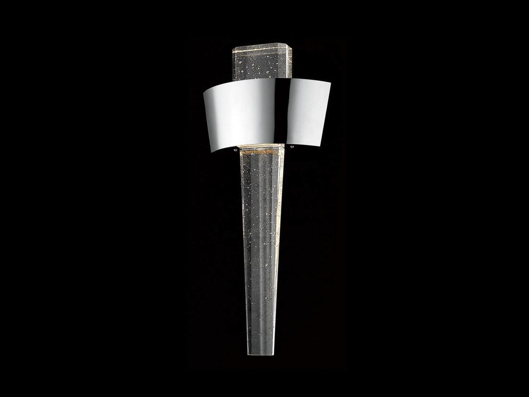 LED Polished Nickel Round Frame with Clear Solid Bubble Crystal Rod Wall Sconce - LV LIGHTING