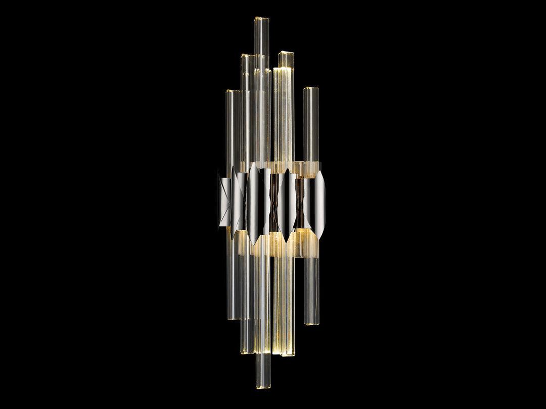 LED Polished Nickel Frame with Clear Solid Bubble Crystal Rod Wall Sconce - LV LIGHTING