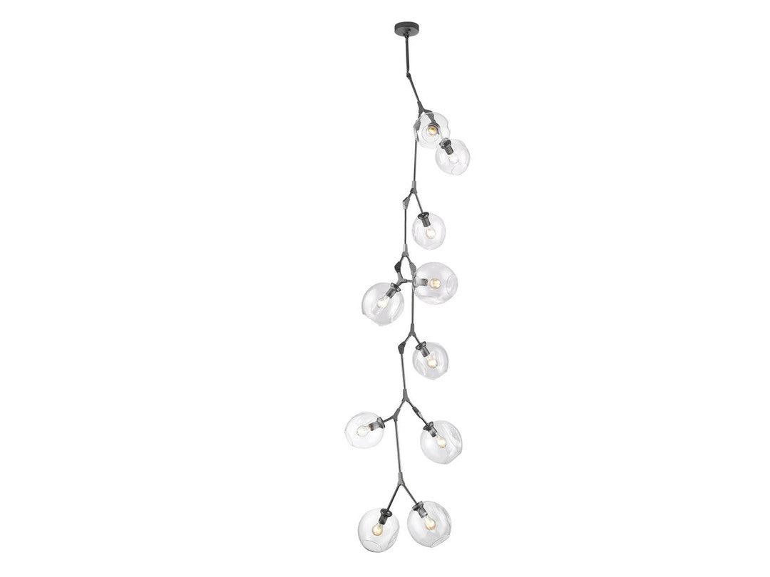 Steel Branch Arm with Clear Dimple Glass Shade Chandelier - LV LIGHTING