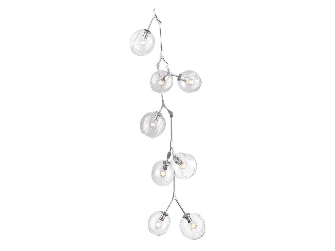 Steel Branch Arm with Clear Dimple Glass Shade Chandelier - LV LIGHTING