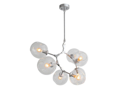 Steel Branch Arm with Clear Dimple Glass Shade Chandelier - LV LIGHTING