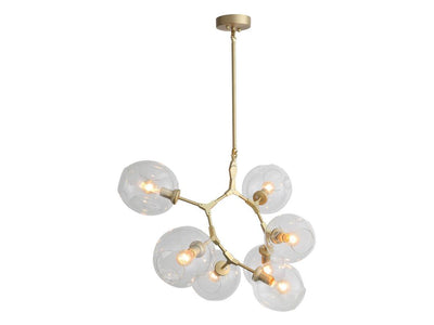 Steel Branch Arm with Clear Dimple Glass Shade Chandelier - LV LIGHTING